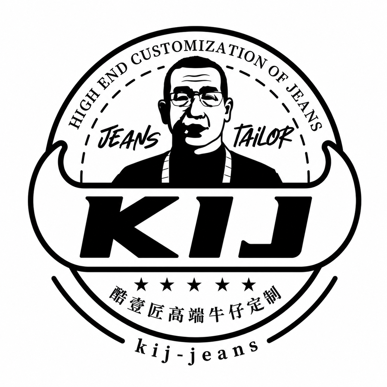 KIJ 原版标识,含创始人简笔画
